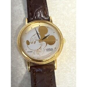 Disney Watch Mickey Gold Tone Watch Lorus